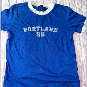 Blue and White Portland ringer tee